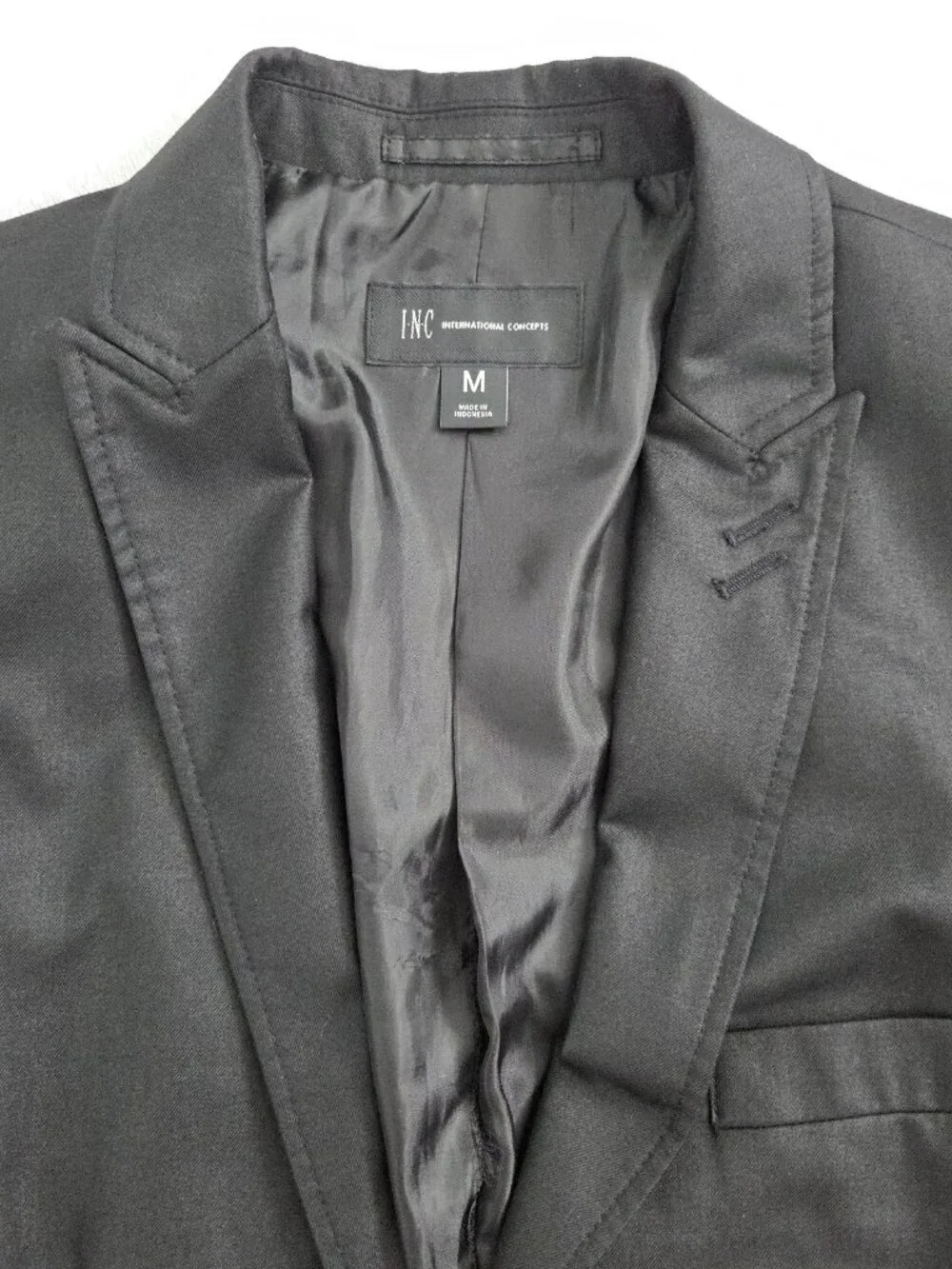 INC International‎ Concepts Mens Black Blazer Jacket Medium Structured Work